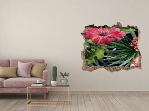Nálepka 3D díra na zeď Tropické květiny nd-k-74294339