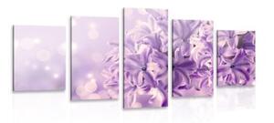 5-dílný obraz fialový květ šeříku - 100x50 cm