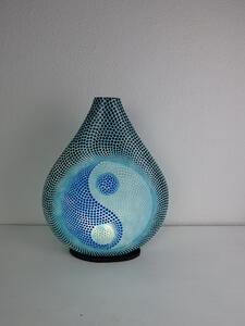 Stolní lampa JIN JANG,modrá, oboustranne malovaná, 40 cm
