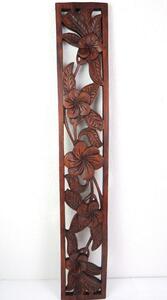 Závěsná dekorace Hybiscus hnědý, exotické dřevo, ruční práce 90x15cm