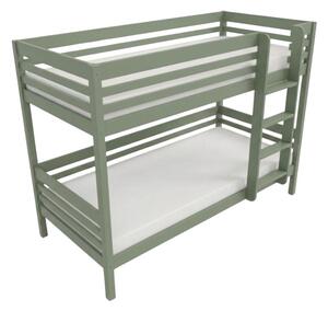 Patrová postel TULY s žebříkem 90x200 cm - Šalvějová zelená, Zvolte šuplík: Bez šuplíku, Zvolte stranu: Vpravo