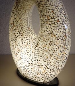Stolní lampa bílá, ART OVAL, 50 cm, ruční práce