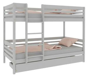 Patrová postel TULY s žebříkem 90x200 cm - Světle šedá, Zvolte šuplík: Úložný šuplík, Zvolte stranu: Vlevo