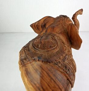 Soška SLON, tmavá hnědá, 40x31cm, exotické dřevo, ruční práce (barva hnědá tmavá)