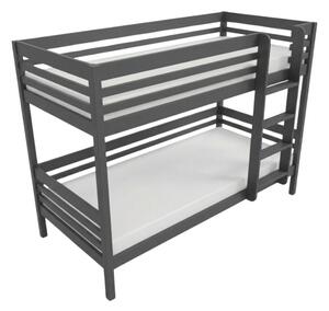 Patrová postel TULY s žebříkem 90x200 cm - Tmavě šedá, Zvolte šuplík: Bez šuplíku, Zvolte stranu: Vpravo