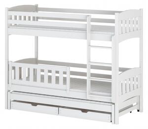 Patrová postel se šuplíky a přistýlkou ABRIL - 70x160, bílá