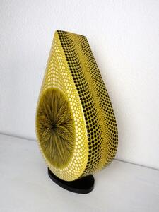 Stolní lampa MANDALA žlutá, ručně oboustranne malována, 38 cm