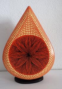 Stolní lampa MANDALA oranžová, ručně oboustranne malována, 38 cm