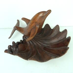 MIska dřevěná Delfín, hnědá, ruční práce, Indonésie