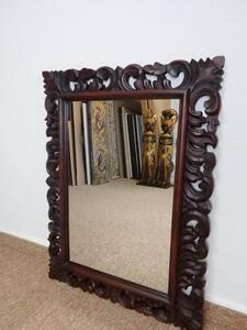 Zrcadlo LUGAR hnědá tmavá, 80x60cm, exotické dřevo, ruční práce