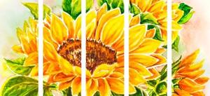 5-dílný obraz nádherná slunečnice - 100x50 cm