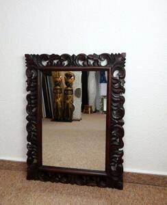 Zrcadlo LUGAR hnědá tmavá, 80x60cm, exotické dřevo, ruční práce