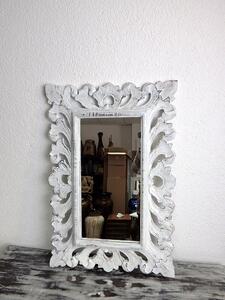 Zrcadlo bíle, hranaté, 60x40 cm, exotické dřevo , ruční práce