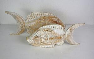 Sošky ryby, bílé, set 2 ks, exotické dřevo, Indonésie