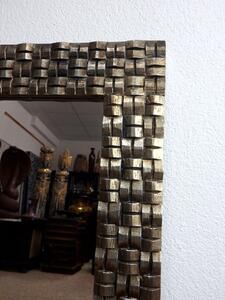 Zrcadlo CARO, zlatá tmavá patina, 80x60 cm, exotické dřevo, ruční práce