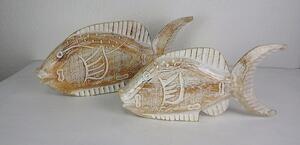 Sošky ryby, bílé, set 2 ks, exotické dřevo, Indonésie
