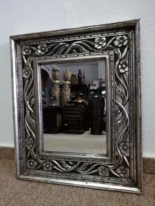 Zrcadlo ORCHID, stříbrné, 60x50 cm, exotické dřevo, ruční práce