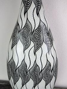 Stolná lampa SITA, černo-bílá,80 cm, ručně malovaná, Indonésie