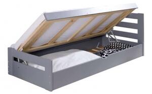Dřevěná postel s úložným prostorem NAONI - 70x160, grafit