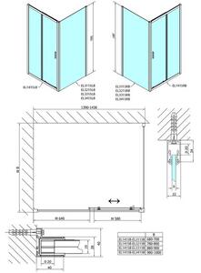 Polysan Easy Black Sprchové dveře 140 cm, čiré, černá matná EL1415B