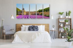 5-dílný obraz Provence s levandulovými poli - 100x50 cm