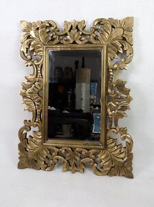 Zrcadlo SECRET zlaté matné, 80x60 cm, exotické dřevo, ruční práce