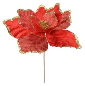 Červeno-zlatá umělá rostlina pryšec / vánoční hvězda Poinsettia – 44x46 cm