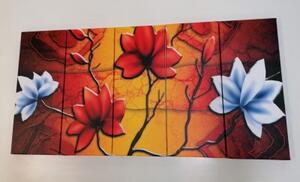 5-dílný obraz květiny v etno stylu - 100x50 cm