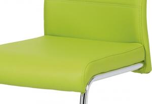 Jídelní židle koženka / chrom Zelená