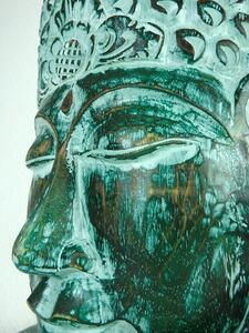 Socha Budha zelená, exotické dřevo, ruční práce 72 cm