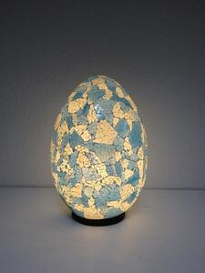 Stolná lampa ART EGG bielo-modrá, ručná práca