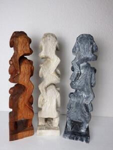 Soška 3 opice exotické dřevo, ruční práce /50 cm