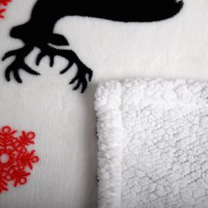 TEMPO Oboustranná beránková deka, bílá, zimní motiv, 150x200, ANIME