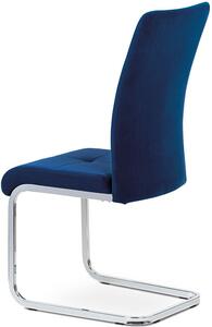 Jídelní židle, potah korálově modrá sametová látka, kovová pohupová podnož,chrom DCL-440 BLUE4