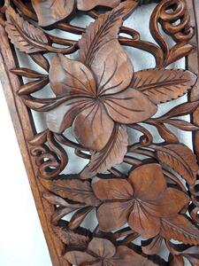 Závěsná dekorace HYBISKUS hnědý , exotické dřevo, ruční práce, 100 cm