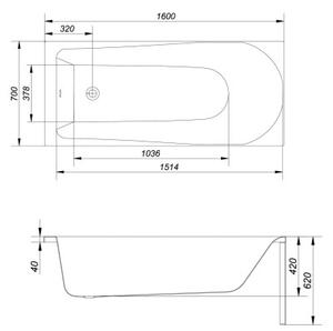 Cersanit Flavia akrylátová vana 160x70cm, bílá, S301-106