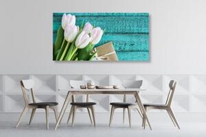 Obraz kytice tulipánů a obálka - 100x50 cm