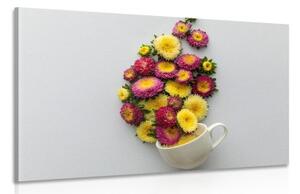 Obraz šálek plná květin - 60x40 cm