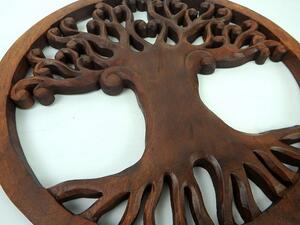 Závěsná dekorace Mandala Strom života III, exotické dřevo, ruční práce