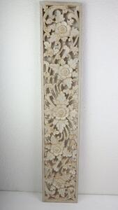 Závěsná dekorace FLOWER bílá, exotické dřevo, ruční práce, 100 cm