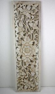 Závesná dekorácia FLOWER biela, exotické drevo, ručná práca, 100 cm