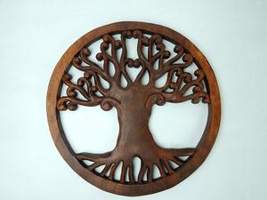 Závěsná dekorace Mandala Strom života III, exotické dřevo, ruční práce