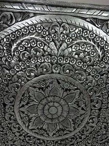 Závěsná dekorace Mandala stříbrná, 110x110 cm, ruční práce, exotické dřevo
