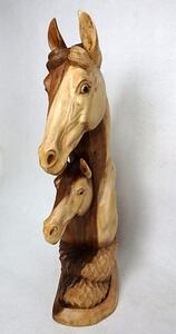 Socha Kůň a hříbě ,80 cm, dřevo, ruční práce, Indonésie ( Soška dřevěný kůň)