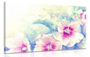 Obraz akvarelový ilustrace růžových květů - 120x80 cm