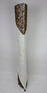 Stojací lampa DALILA, bílá , pravá perleť a bambus, 150 cm, ruční práce