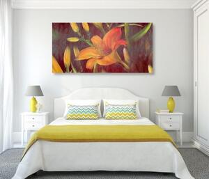 Obraz rozkvět oranžové Lilie - 100x50 cm