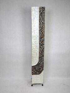 Stojací lampa GABA, bílá, pravá perleť a bambus, 150 cm, ruční práce