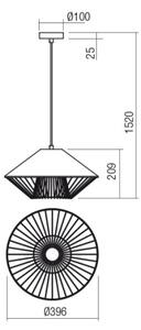 Redo 01-3006 - Lustr na lanku GRILL 1xE27/42W/230V pr. 39,6 cm černá/tyrkysová