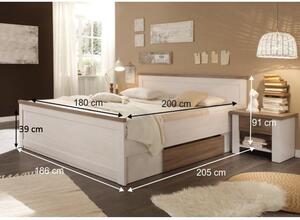 Manželská postel 180x200 cm a 2ks noční stolek v dekoru dub sonoma truflový a pinie bílá TK2179